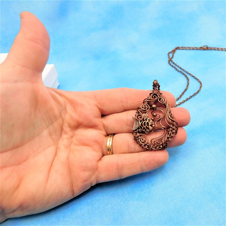Artistic Fish Necklace Beach Jewelry Aquatic Sea Life Birthday Present or Anniversary Gift for wife Artisan Crafted Nautical Theme Pendant