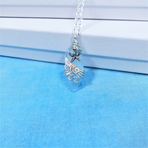 One of a Kind Starfish Necklace, Unique Wire Wrapped Beach Jewelry, Artisan Crafted Sea Theme Pendant, Artistic Present for Women