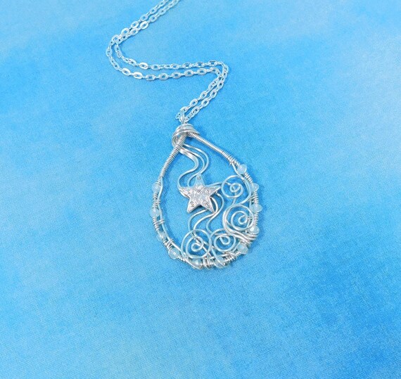 Artistic Star Necklace Celestial Theme Falling Star Pendant, Wearable Art Jewelry Gift for Wife, Star Theme Jewelry Birthday Present for Mom