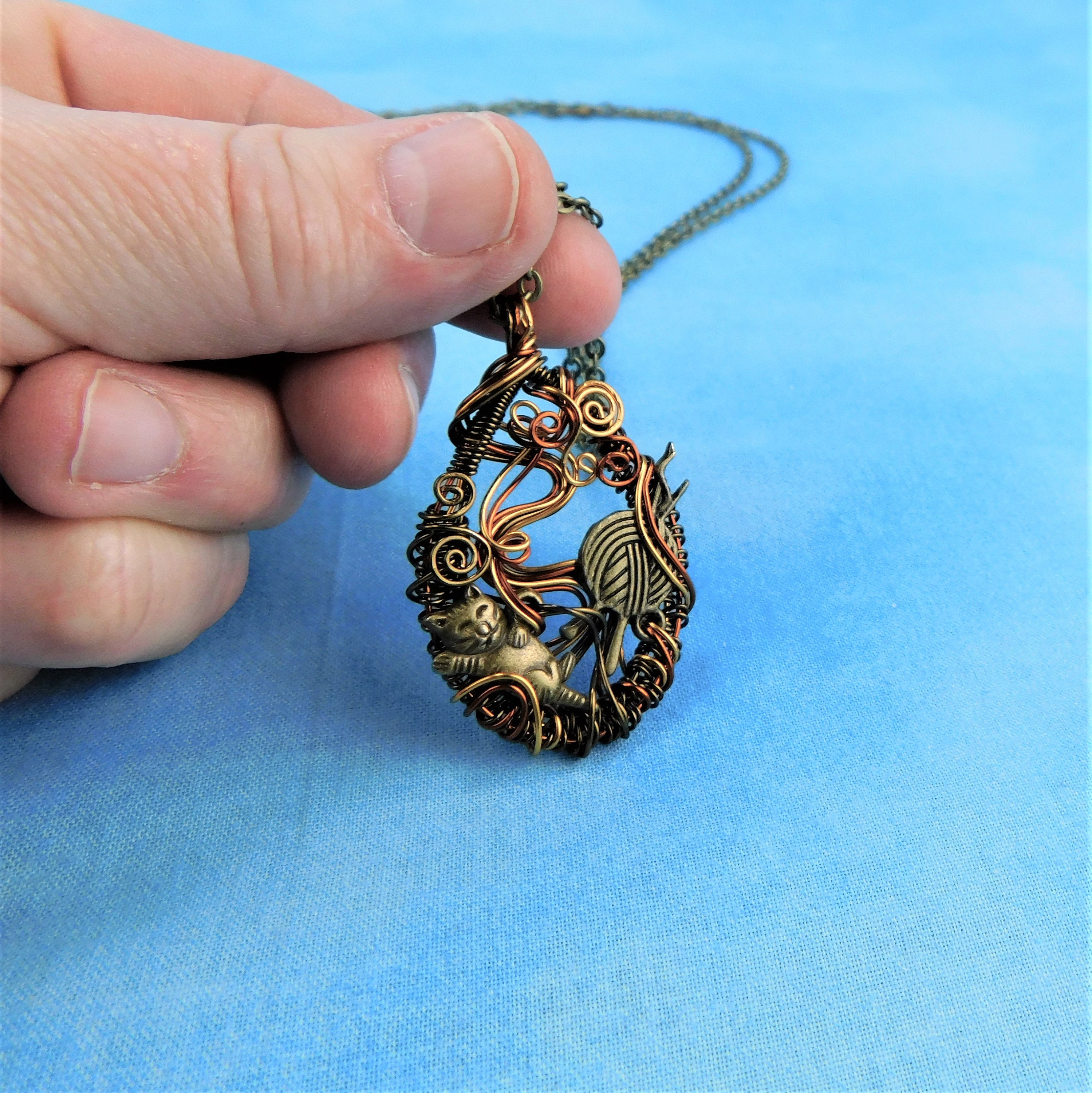 Artisan Crafted Kitten Necklace, Handcrafted Kitty Pendant, Unique