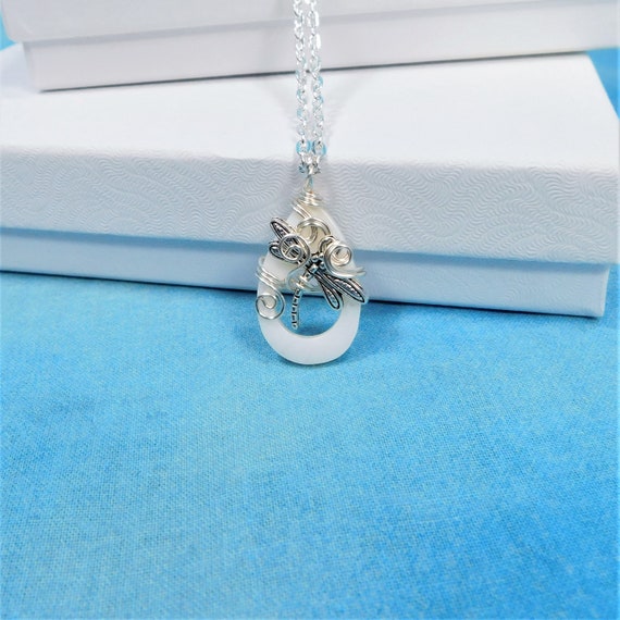 Artistic Wire Wrapped Dragonfly Necklace, Artisan Crafted Wearable Art Memorial Jewelry, Unique Bereavement Present or Sympathy Gift