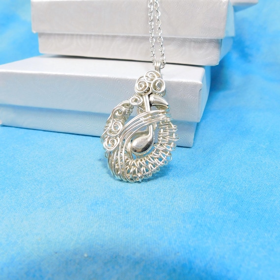 Artistic Music Note Necklace, Gift for Piano Choir Orchestra Band Vocal Teacher, Wire Wrapped Musician Pendant, Artisan Crafted Mom Present