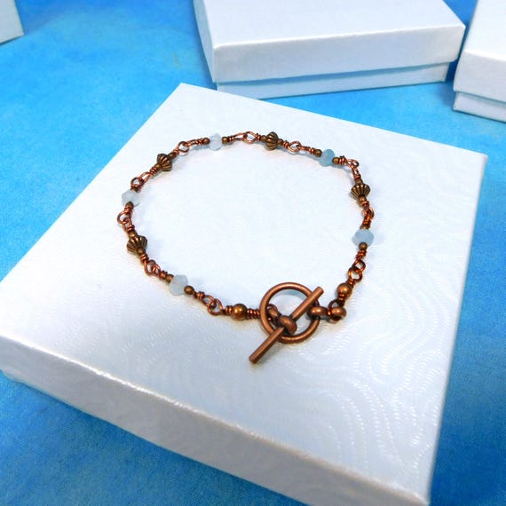 Unique Wire Wrapped Aquamarine Carnelian Bracelet, Dainty Handmade Gemstone Jewelry, Artisan Crafted Present for Wife, Mother or Girlfriend