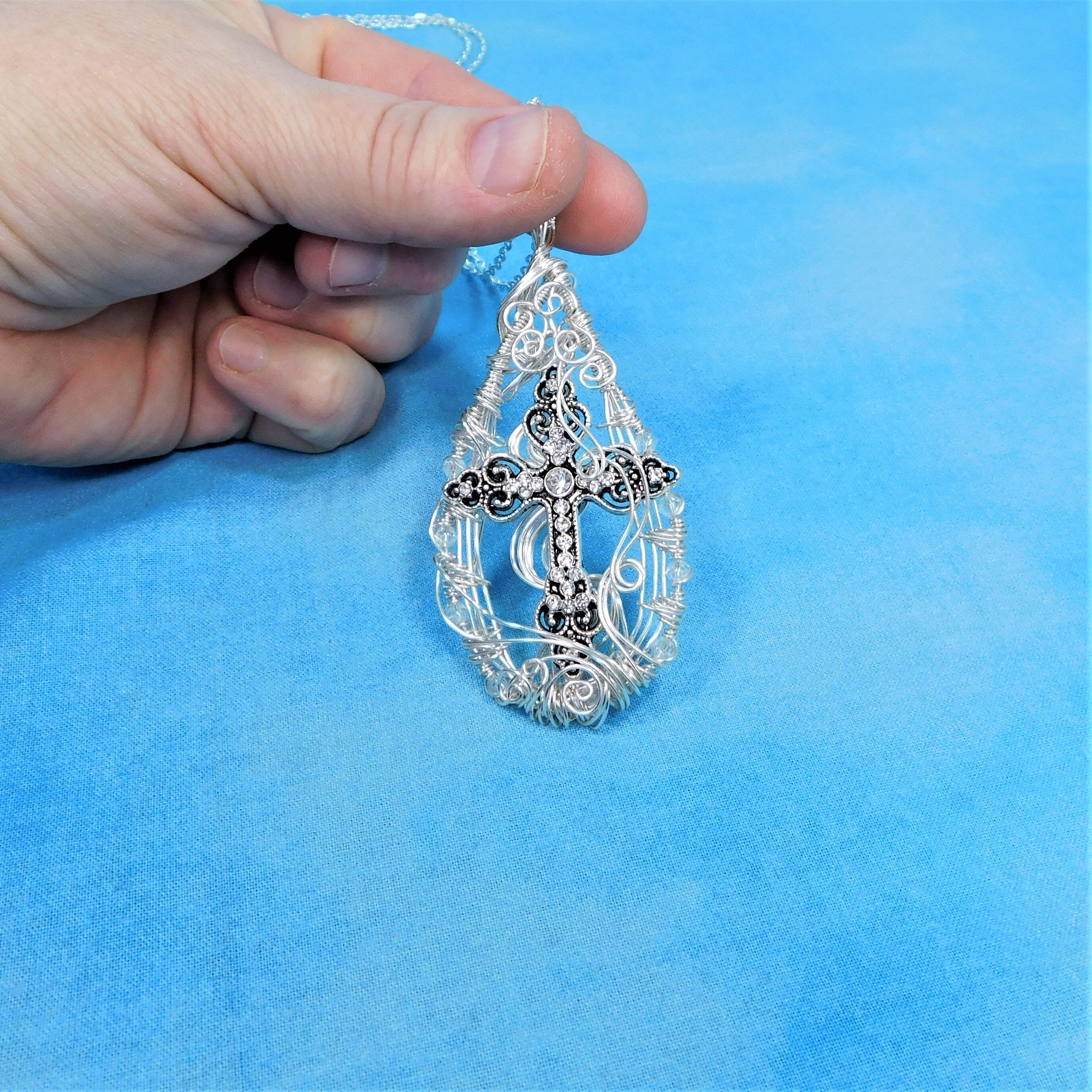 Christian Cross Pendant, Inspirational Women's Gift Necklace, Unique