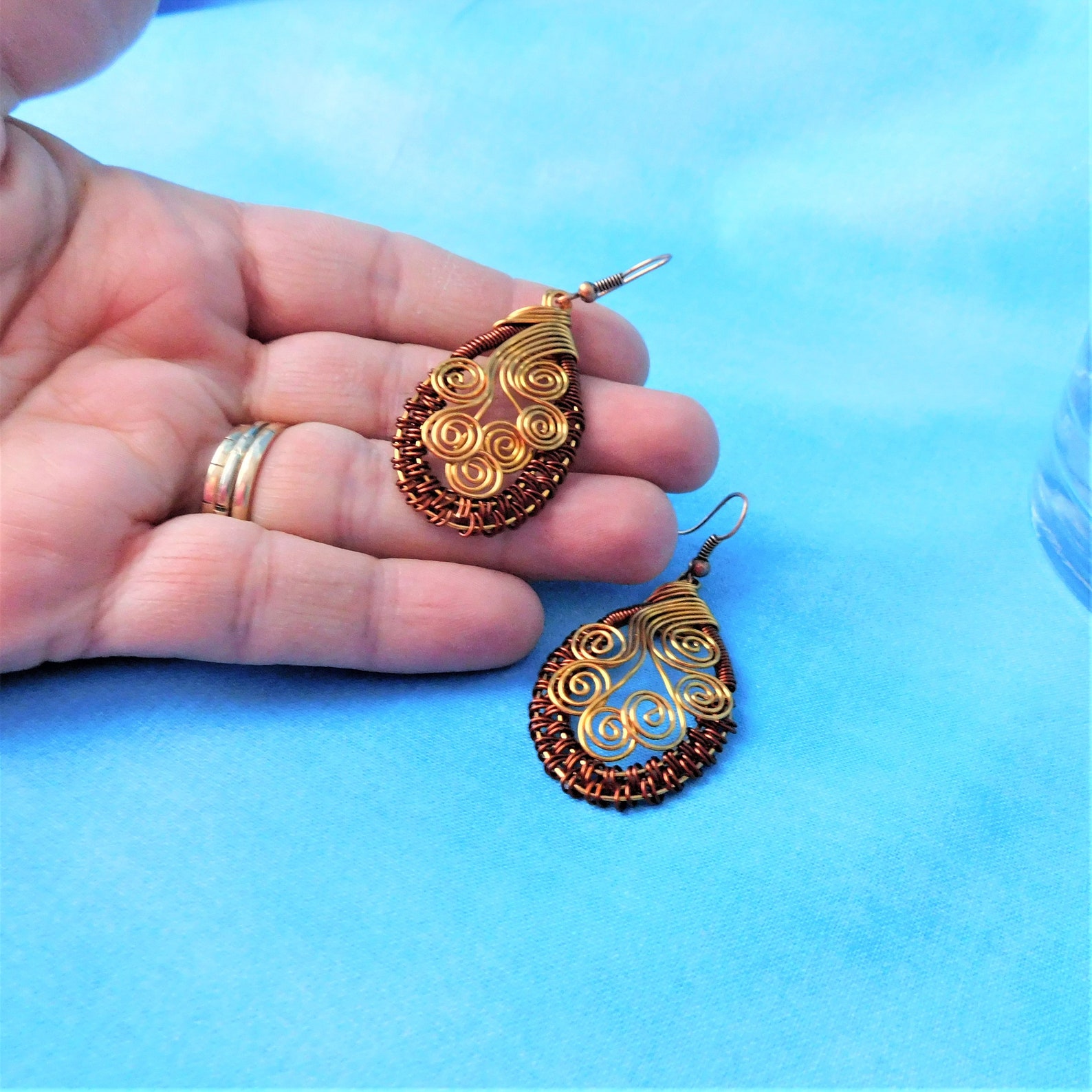 Artistic Woven Copper Earrings for Pierced Ears Unique Etsy