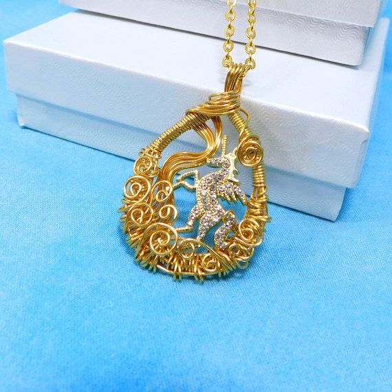 Artisan Crafted Winged Unicorn Necklace, Wire Wrapped Alicorn Pendant, Wearable Art Pegacorn Jewelry Gift or Birthday Present