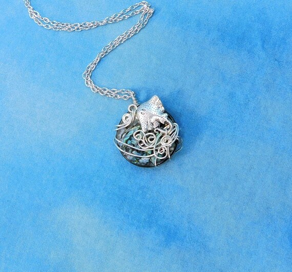 Manta Ray Necklace, Unique Wire Wrapped Stingray Pendant, Marine Animal Sea Life Artisan Crafted Ocean Theme Wearable Art Beach Jewelry Gift