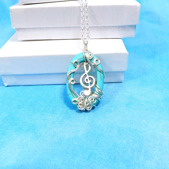 Treble Clef Pendant Music Lover Necklace, Musical Staff Jewelry Music Teacher Gift Ideas, Artistic Handmade Wearable Art Musician Present