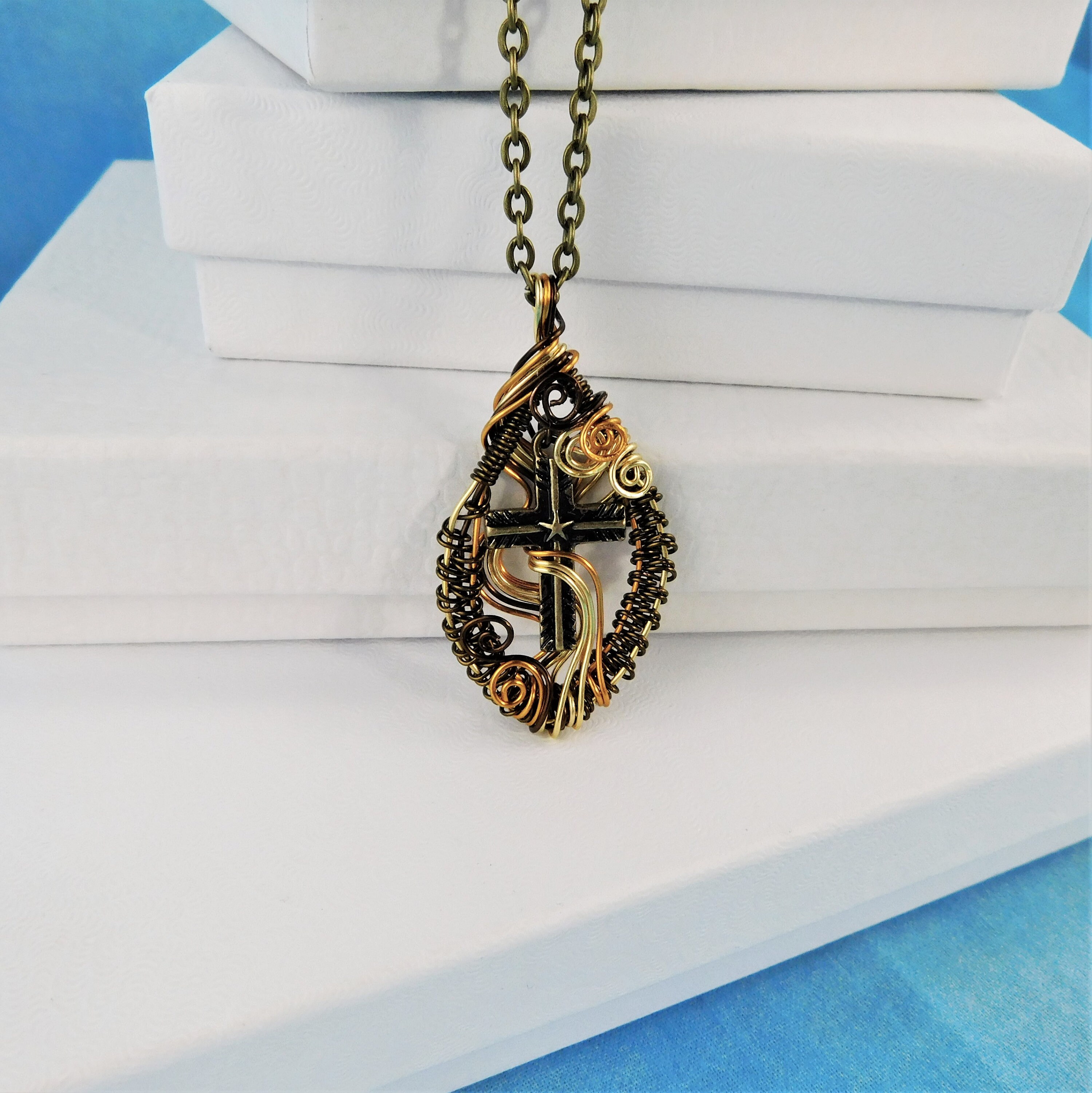 Rustic Christian Cross necklace for Women, Inspirational Spiritual