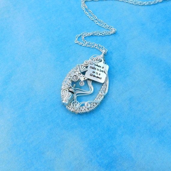 Grandma Necklace Gift for Mom, When a Child is Born so is a Grandma, Baby Announcement Jewelry, Mother in Law Gift Pendant Pregnancy Reveal