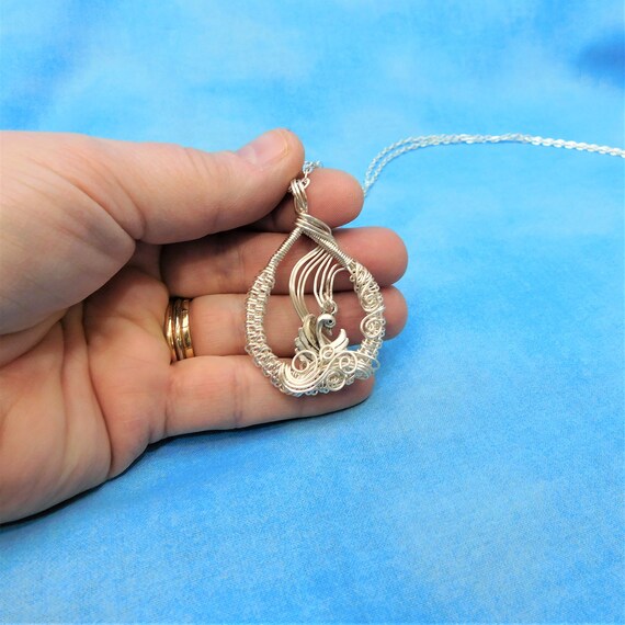 Artisan Crafted Swan Necklace, Unique Wire Wrapped Pendant, Handmade Jewelry, Romantic Anniversary Present for Wife or Girlfriend Gift
