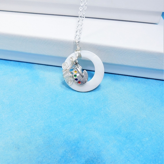 Artist Theme Necklace Artistic Painter Pendant, Wearable Art Appreciation Gift or Birthday Present for Art Teacher or Women who Paint