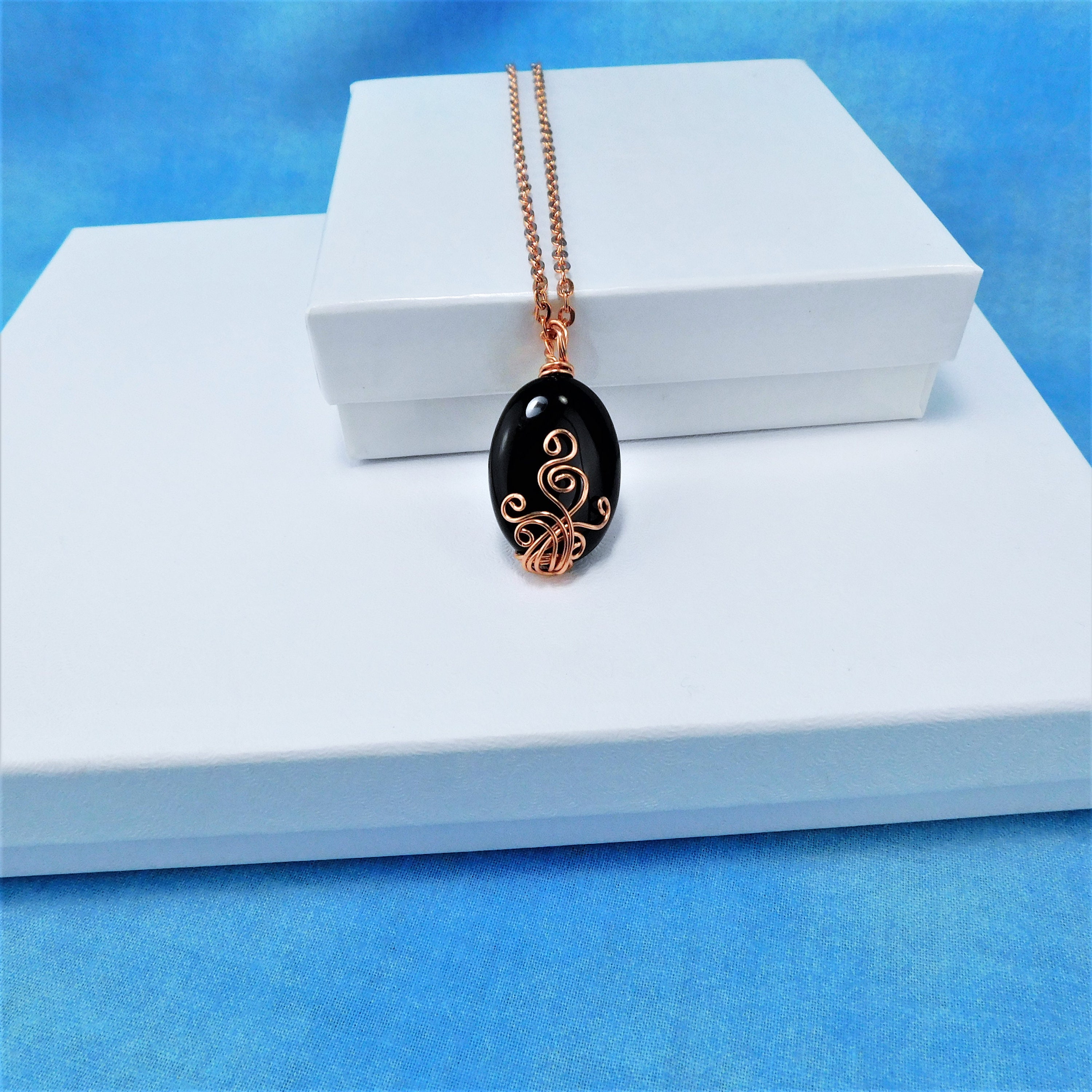 Artistic Black Onyx Necklace Handmade Gemstone Pendant, Artisan Crafted ...