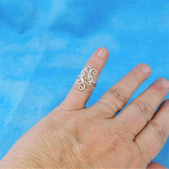 Sterling Silver Knuckle Ring, Silver Toe Ring, Pinkie Ring, or Midi Ring, Unique Wire Wrapped Jewelry