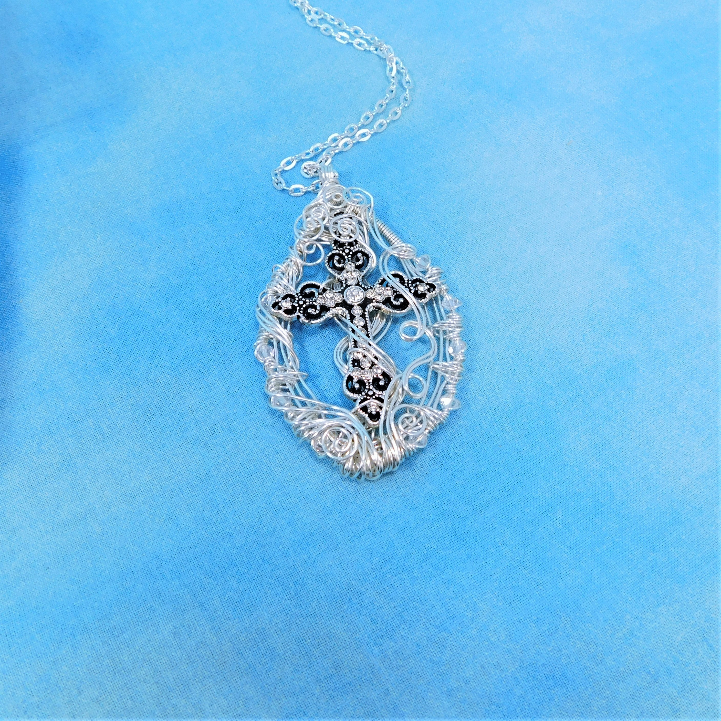 Christian Cross Pendant, Inspirational Women's Gift Necklace, Unique