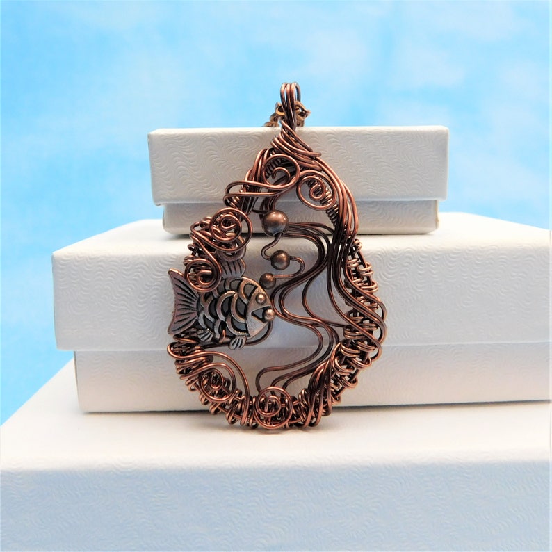 Artistic Fish Necklace Beach Jewelry Aquatic Sea Life Birthday Present or Anniversary Gift for wife Artisan Crafted Nautical Theme Pendant