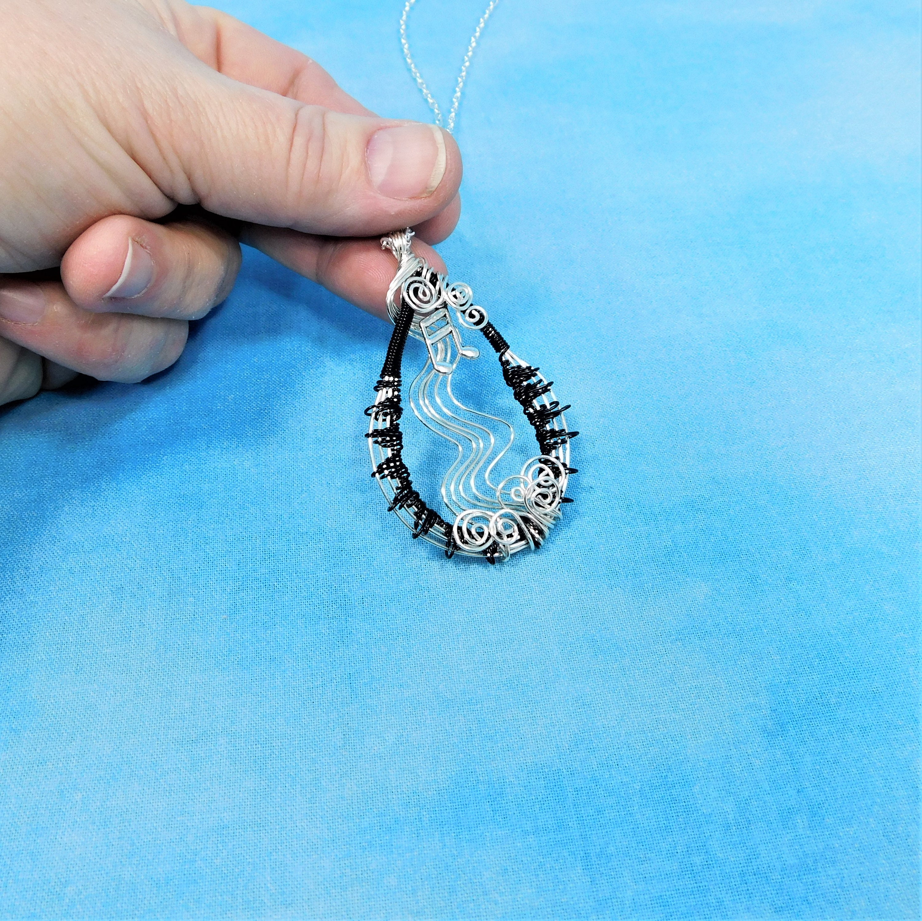 Wire Wrapped Music Note Necklace, Artisan Crafted Musician Pendant