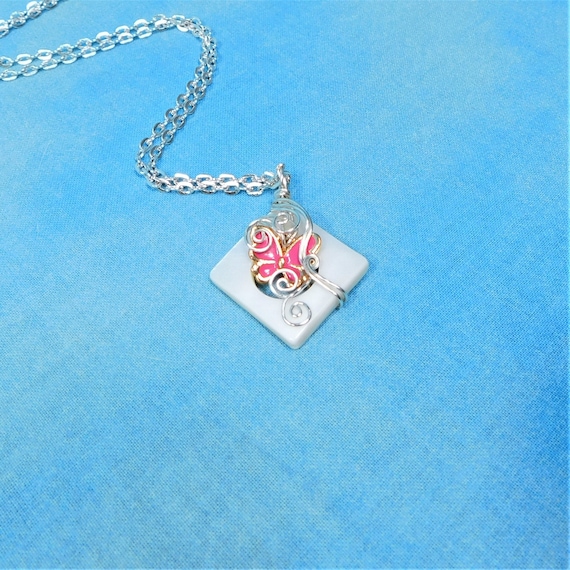 Unique Wire Wrapped Butterfly Pendant, Artisan Crafted Necklace with Butterflies, Artistic Handmade Wearable Art Jewelry for Sympathy Gift