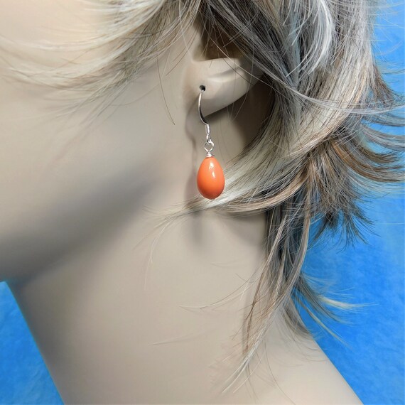 Orange Easter Egg Earrings, Pierced Earrings Easter Theme Jewelry for Easter Basket Gift for Girls, Bright Colored Easter Egg Jewelry