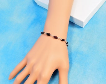 Dainty Garnet Bracelet, Wire Wrapped January Birthstone Jewelry Anniversary Gift for Wife, or Birthday or Mother's Day Gift for Mom