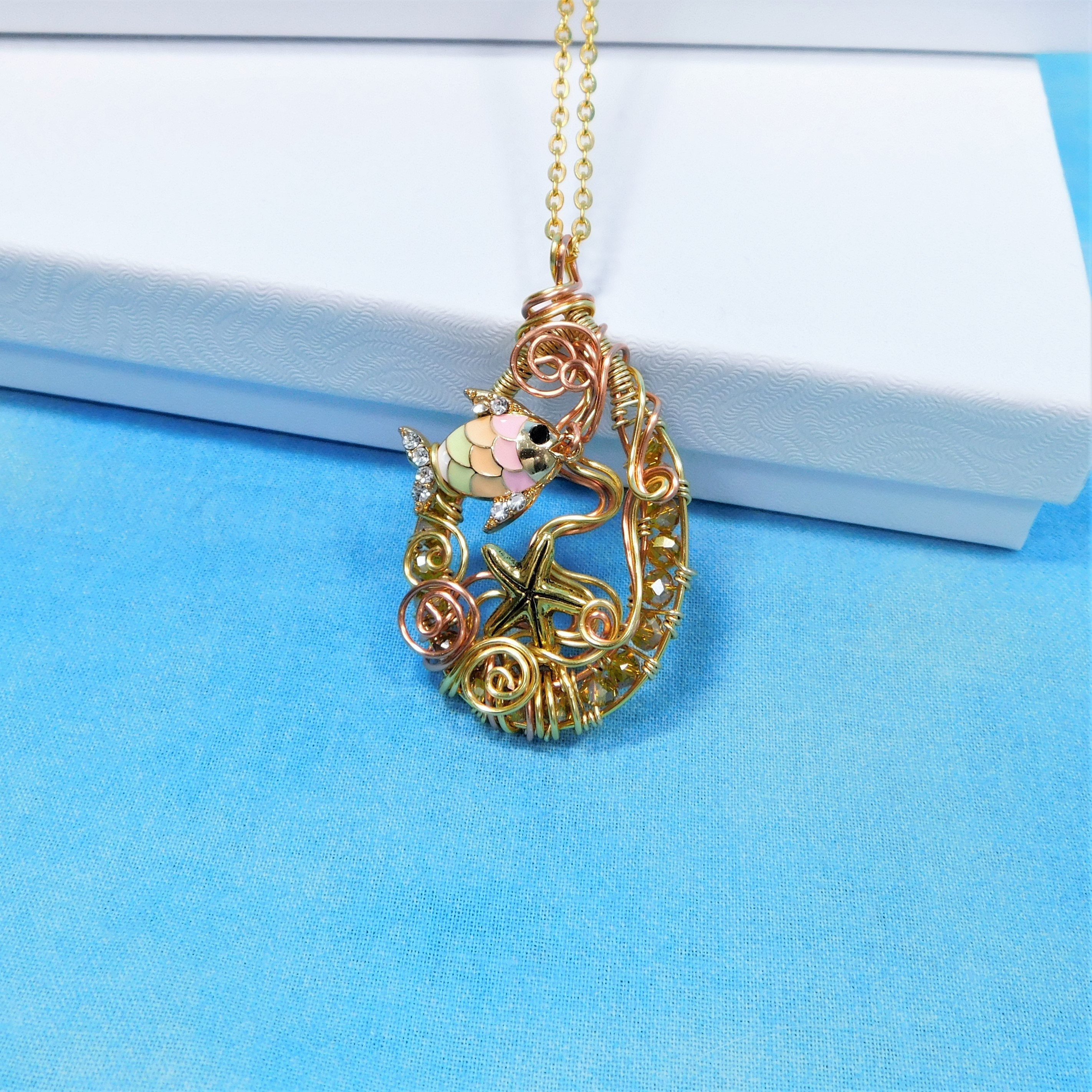 Tropical Fish Jewelry Beach Theme Necklace, Woven Wire Wrapped Fun ...