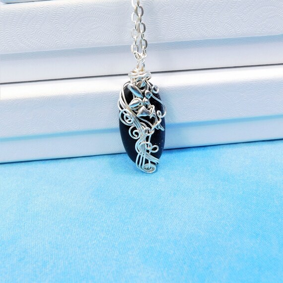 Unique Wire Wrapped Fairy Necklace,  Artistic Fantasy Jewelry Pendant Gift Ideas for Birthday or Anniversary, Present for Wife, Mom, Sister