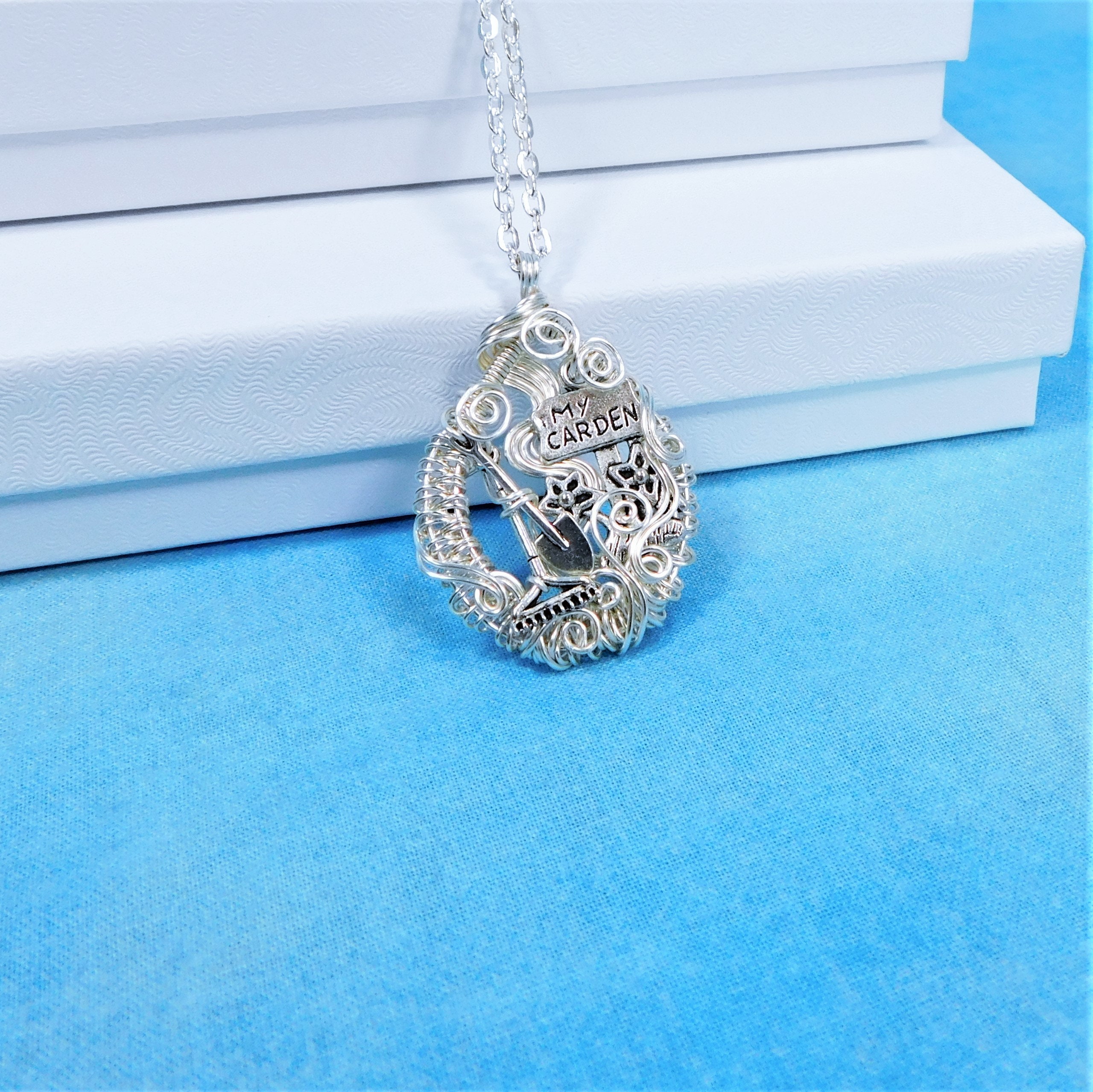 Artisan Crafted Garden Necklace, Wire Wrapped Wearable Art Jewelry