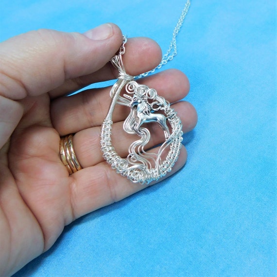 Artisan Crafted Unicorn Necklace, Wire Wrapped Artistic Unicorn Pendant, Wearable Art Jewelry Mother's Day Gift or Birthday Present for Mom