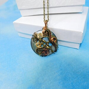 Unique Wire Wrapped Fairy Necklace, Artisan Crafted Fairy Moon Pendant, Wearable Art Jewelry Birthday Present or Fantasy Theme Gift for Mom