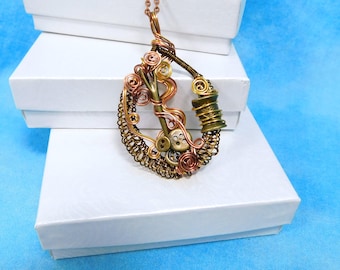 Sewing Theme Pendant Gifts for Mom From Daughter, Unique Woven Wire Jewelry for Seamstress, Necklace for Wife, Present for Women who Sew