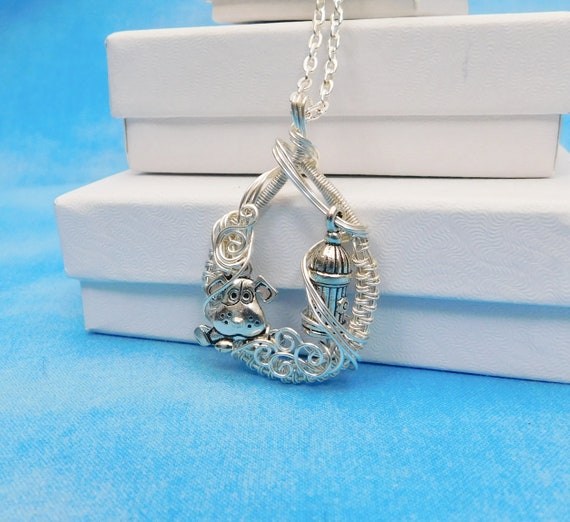 Dog Lover Necklace, Pet Memorial Jewelry, Artisan Crafted Unique Wire Wrapped Puppy Pendant, Birthday Present Gifts for Mom from Daughter