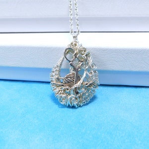 Wire Art knitting necklace for Women Who Knit, Yarn and Scissors Pendant Birthday Present for Knitting Wife, Girlfriend, or Best friend Gift