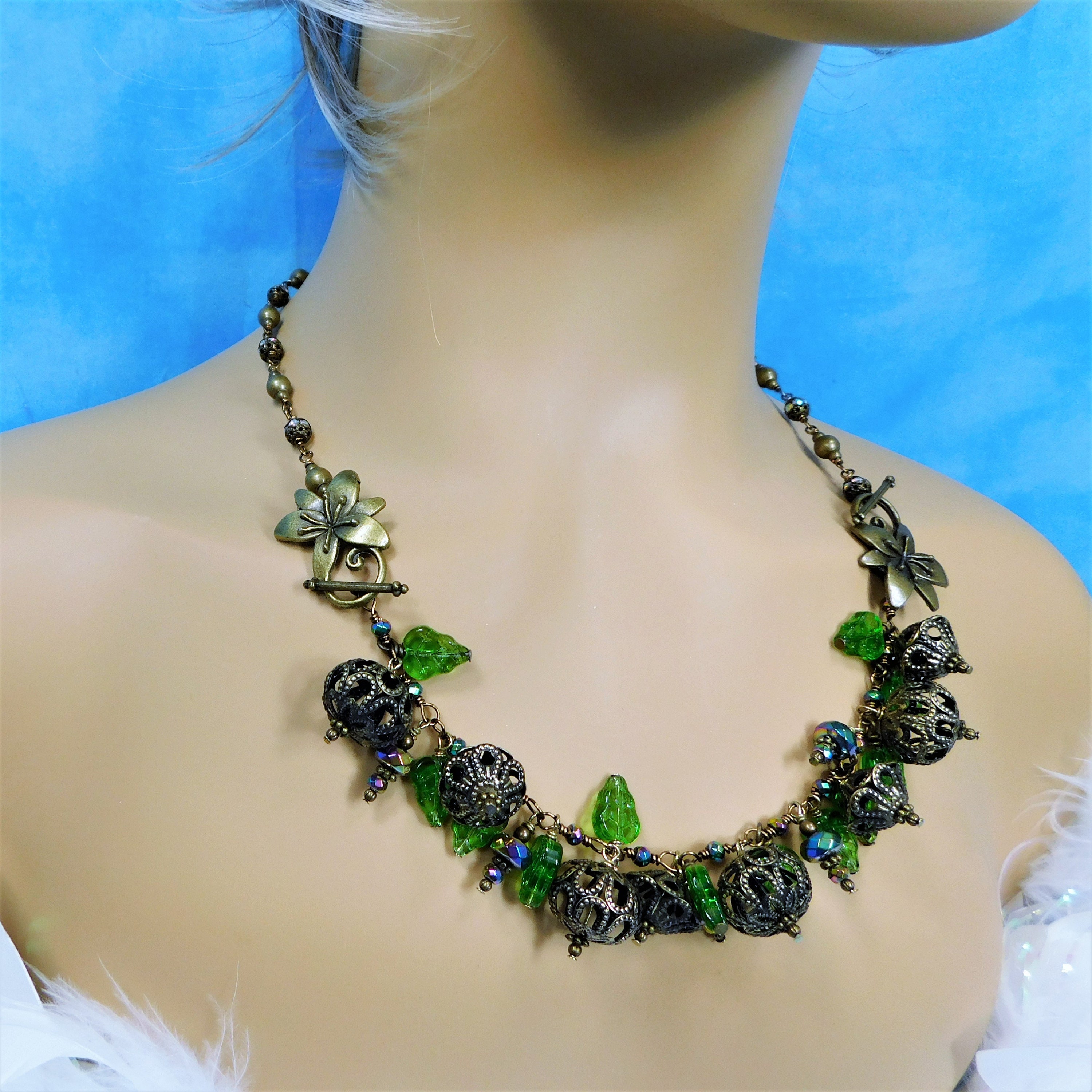 Unique Convertible Chunky Cluster Statement Necklace, Artisan Crafted Jewelry, Artistic Handmade