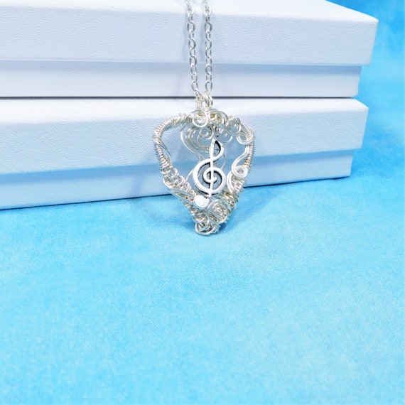 Treble Clef Pendant Necklace, Music Jewelry for Musician or Music Teacher, Gift for Piano Teacher, Orchestra Instructor or Musical Women