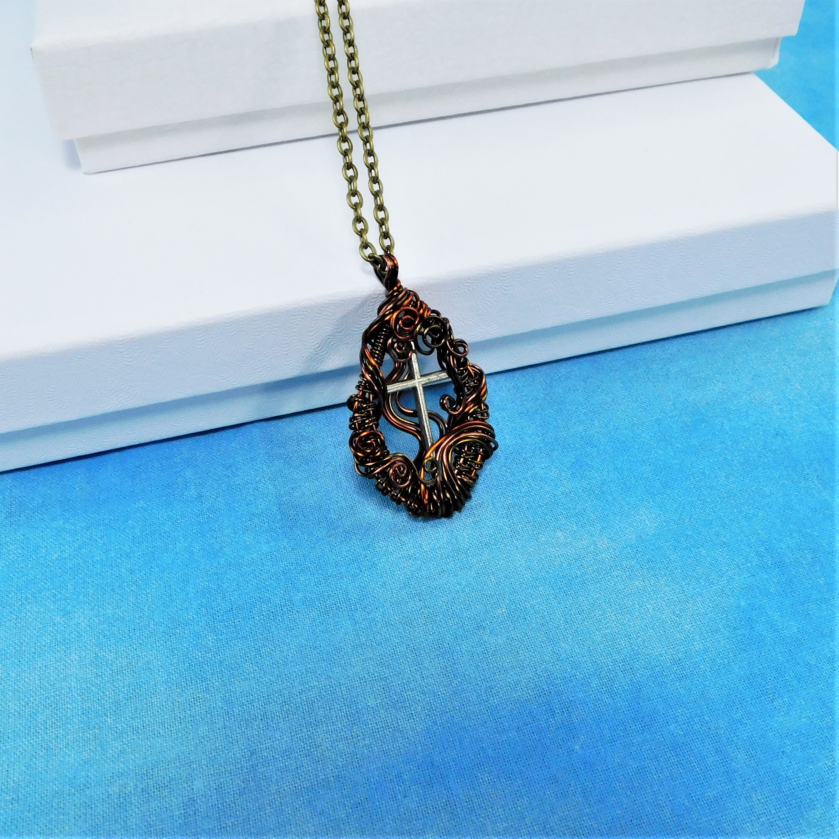 Cross Necklace Symbol of Faith, Artisan Crafted Religious Jewelry