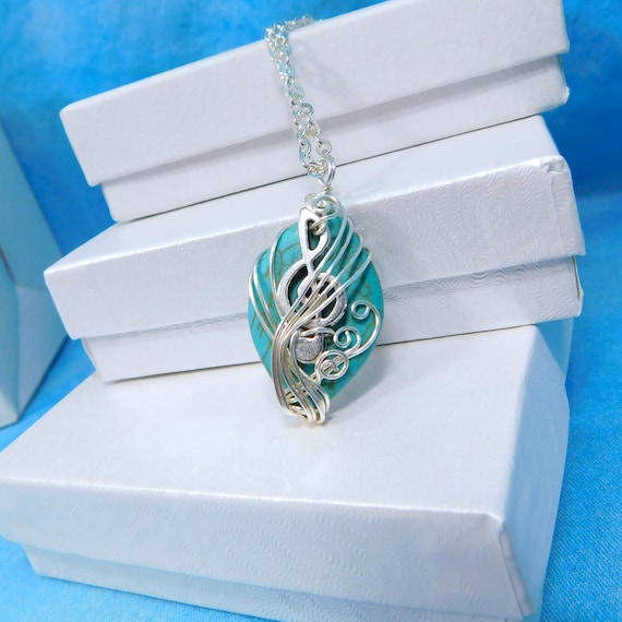 Treble Clef Pendant Music Lover Necklace, Music Teacher Gift Idea, Musical Staff Jewelry, Artistic Handmade Wearable Art for Musician