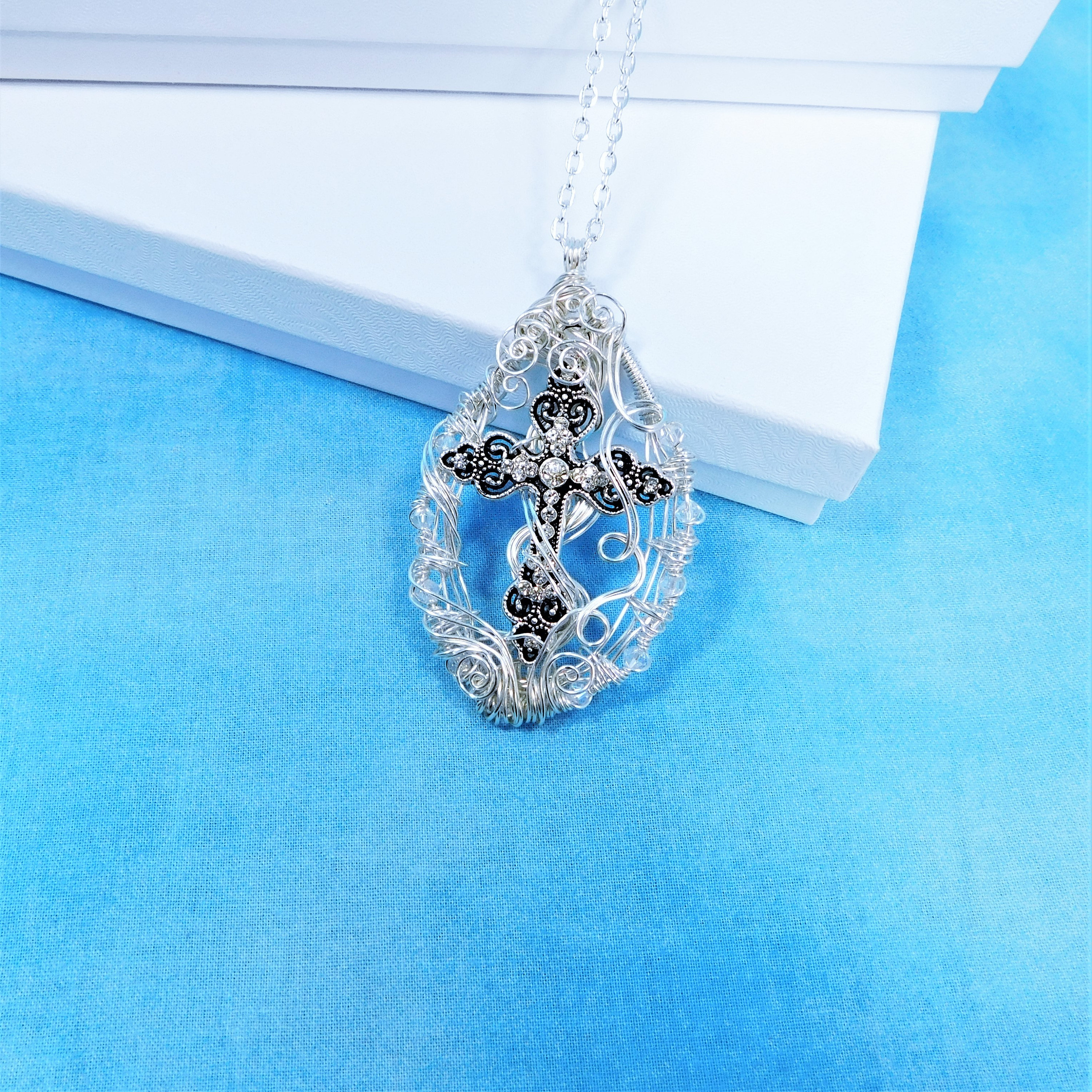 Christian Cross Pendant, Inspirational Women's Gift Necklace, Unique