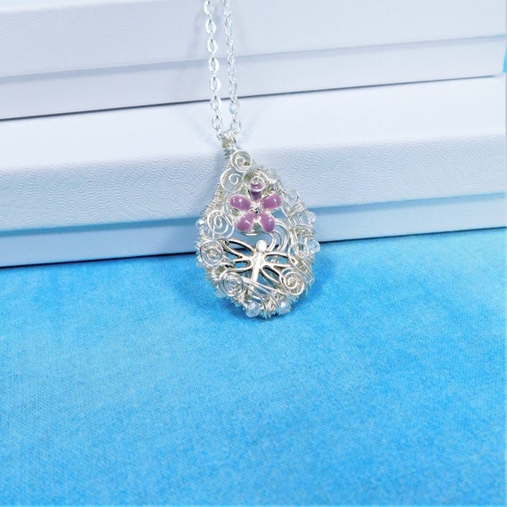 Artisan Crafted Dragonfly Necklace, Woven Wire Wrapped Wearable Art Remembrance Pendant, Artistic Memorial Jewelry for Sympathy Gift