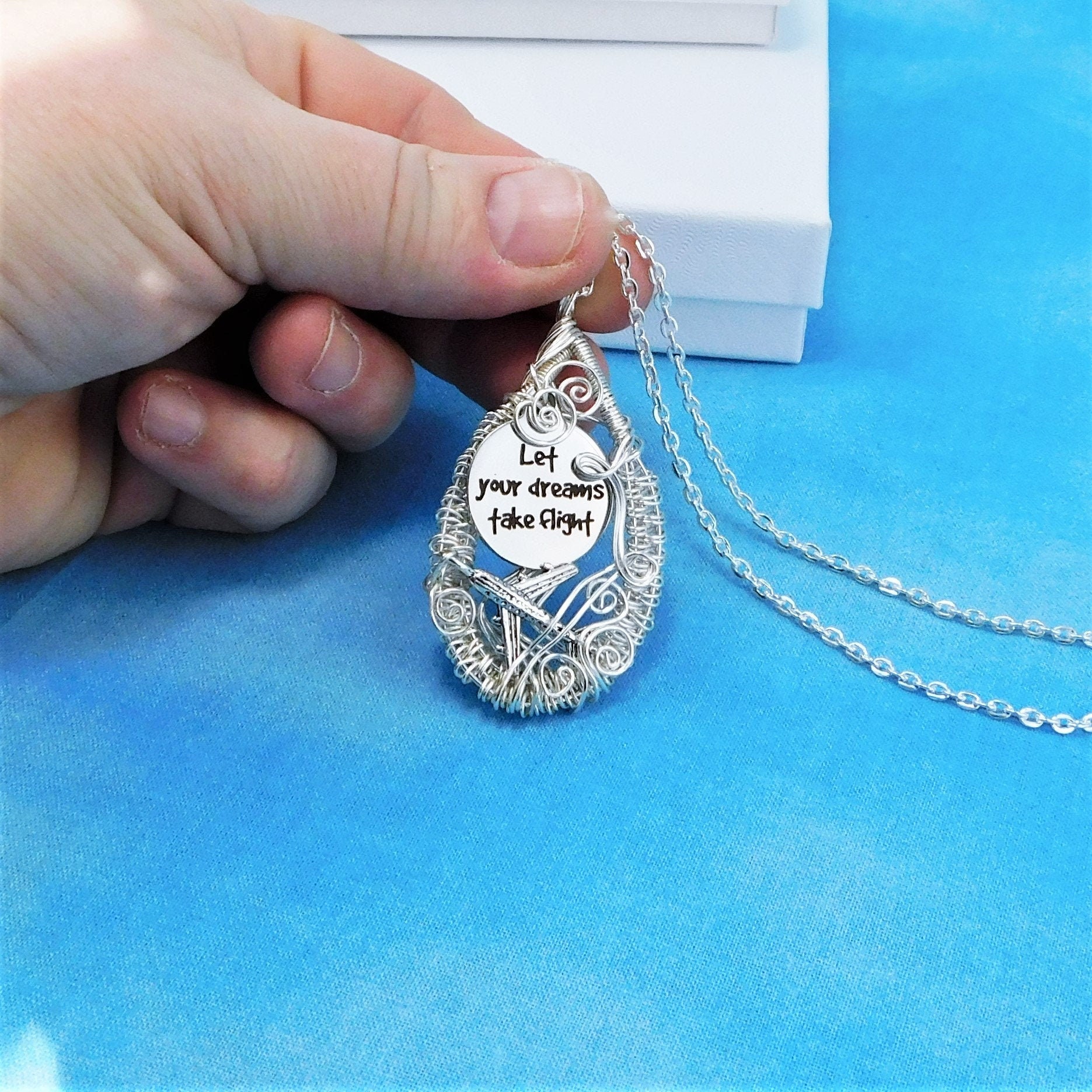 Airplane Necklace Flight Attendant Gift, Unique Airline Theme Jewelry