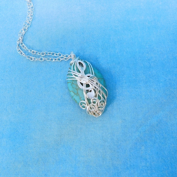 Treble Clef Pendant Music Lover Necklace, Music Teacher Gift Idea, Musical Staff Jewelry, Artistic Handmade Wearable Art for Musician