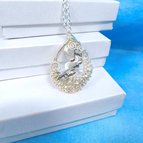 Music Teacher Necklace Trumpet Theme Jewelry, Unique Musician Pendant, Wearable Art Musical Instrument Theme Present for Trumpet Player