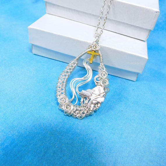 Piano Pendant Musical Theme Religious Musician Necklace, Music Jewelry for Church Pianist, Artistic Gift for Worship Team Member or Leader
