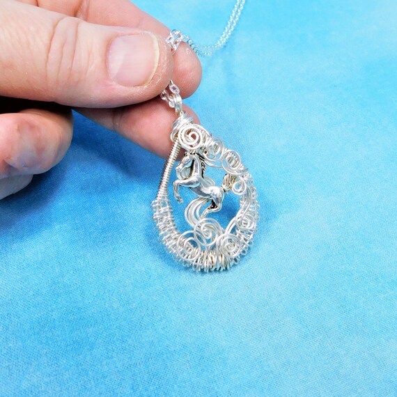 Artistic Horse Necklace Equestrian Art Pendant for Animal Lover, Wearable Art Jewelry Gift for Barrel Racer, Rodeo Queen or Princess