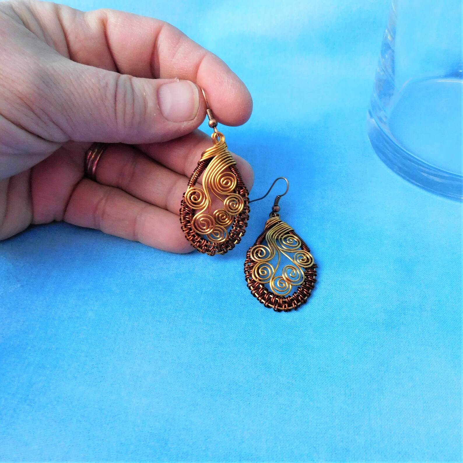 Artistic Woven Copper Earrings for Pierced Ears Unique Etsy