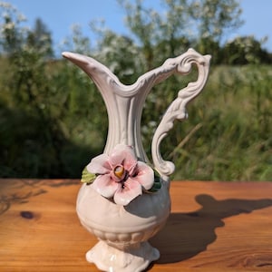 Vintage Capo di Monte floral vase, Capodimonte, Italian ornate pitcher