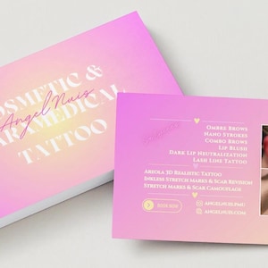 Canva Bearbeitbare Visitenkarte für Kosmetischen Tätowierer & Paramedizinischen Tätowierer Permanent Make-up Künstler PMU-Künstler