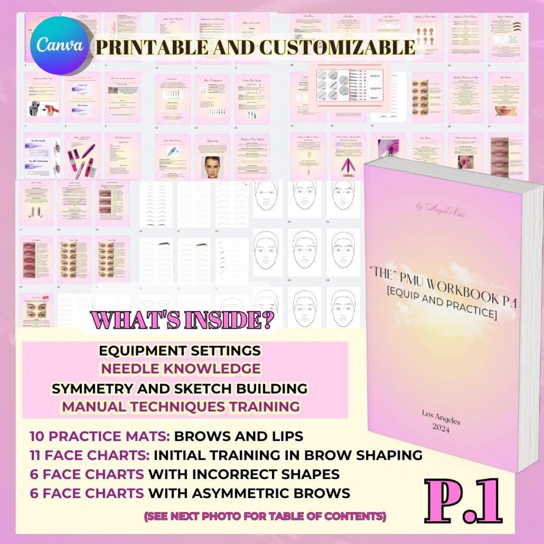 Simeas R Pmu PMU Training Workbook: Needle Knowledge, Face Charts (canva Edit) - Etsy