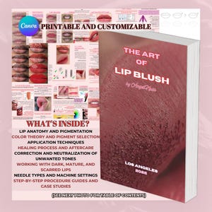 以下が含まれることがあります： ピンクと白の印刷可能なリップブラッシングガイド。タイトルは「リップブラッシングの芸術」で、エンジェルネイルズによるものです。このガイドには、唇の解剖学、色素沈着、色理論、アプリケーションテクニック、治癒、修正、さまざまな唇の種類の扱い方に関する情報が含まれています。このガイドには、目次も含まれています。