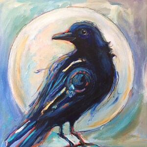 Crow art spirit Animal Crow Painting print Spiritual art The Crow Raven Print