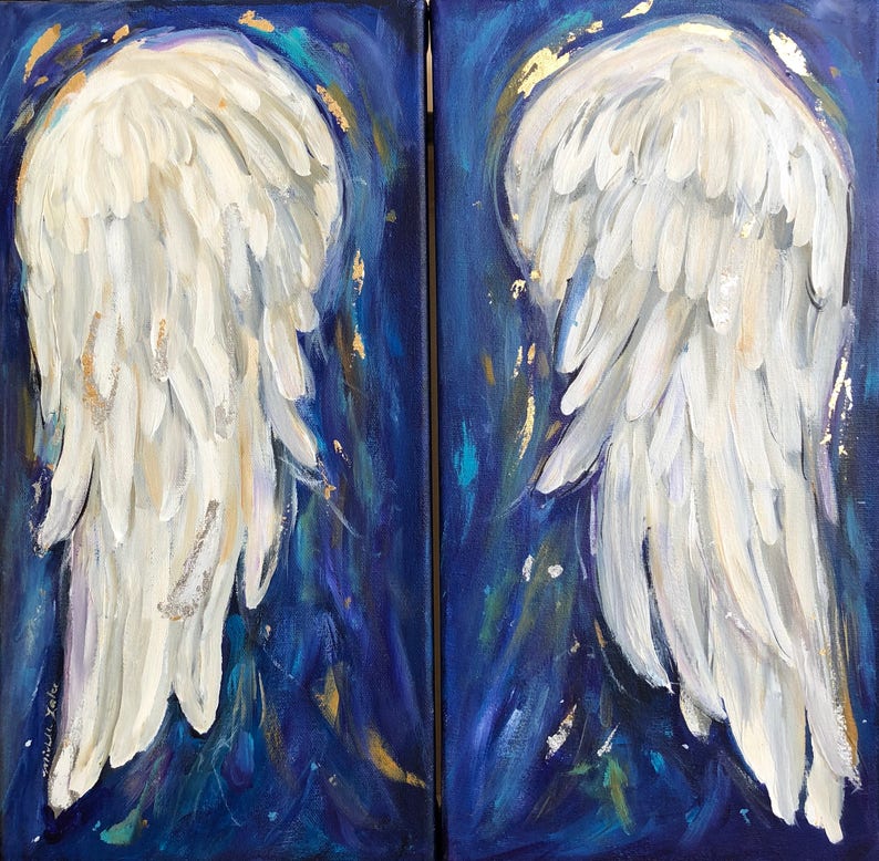 Angel Wings Painting on Two Canvases Custom Order Etsy Canada